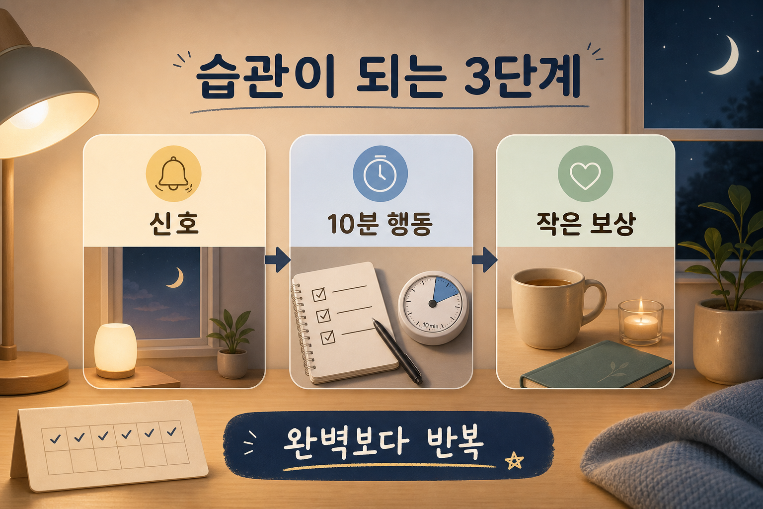 신호 10분 행동 작은 보상의 습관 3단계