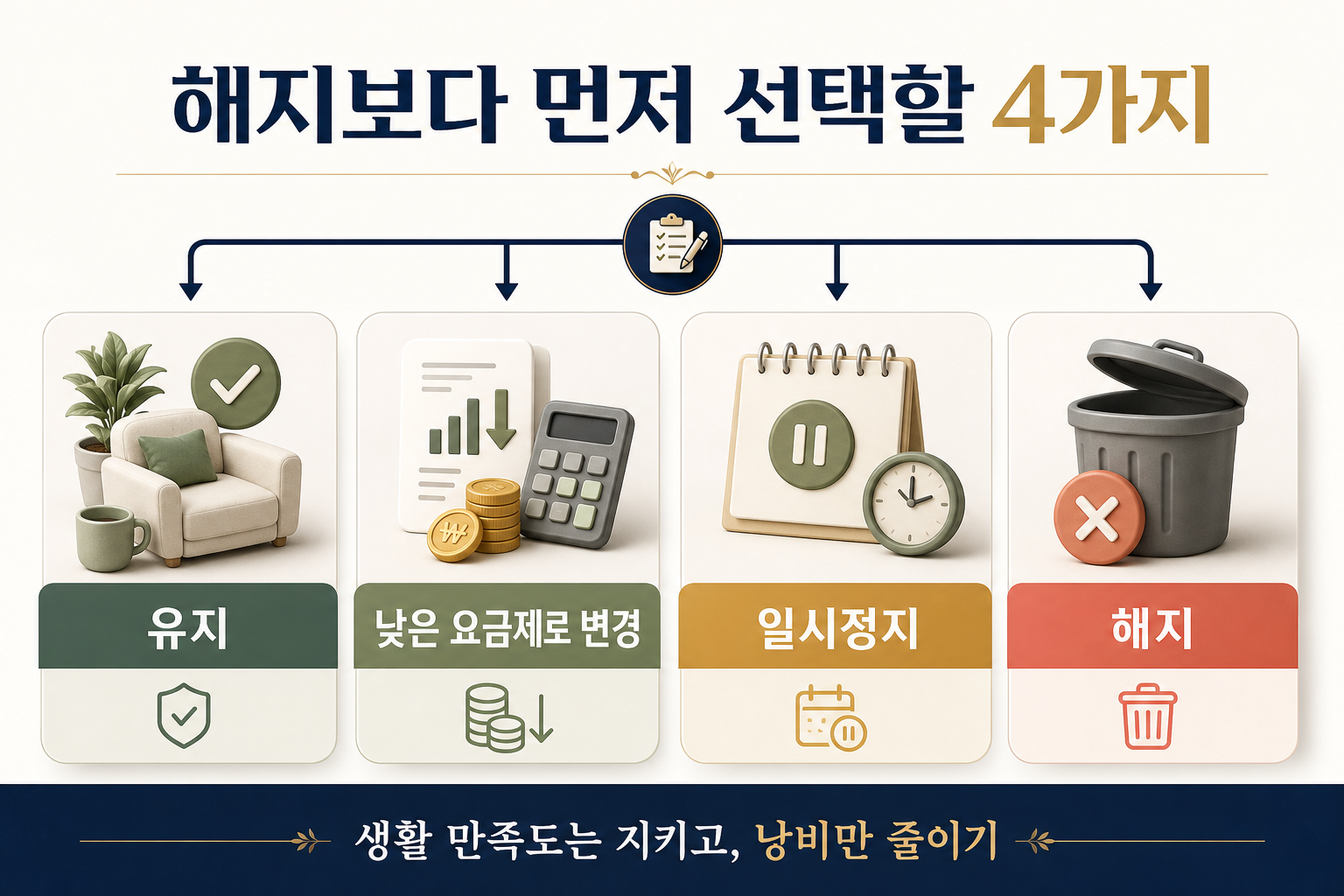 고정비를 유지 변경 일시정지 해지 중에서 선택하는 방법