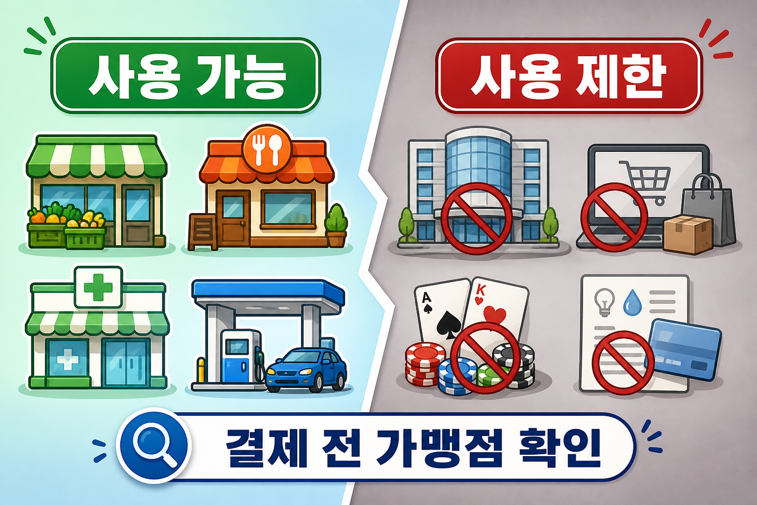 고유가 피해지원금 사용 가능 매장과 제한 업종