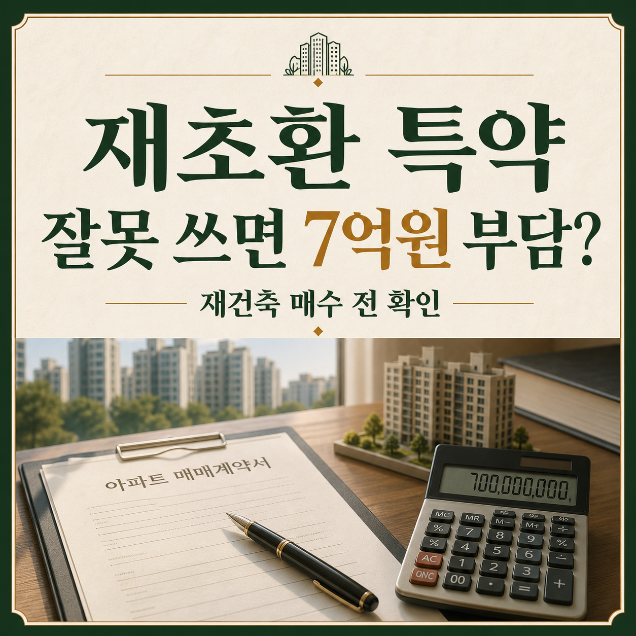 재건축초과이익환수 부담금 특약과 7억원 예상 부담 주의