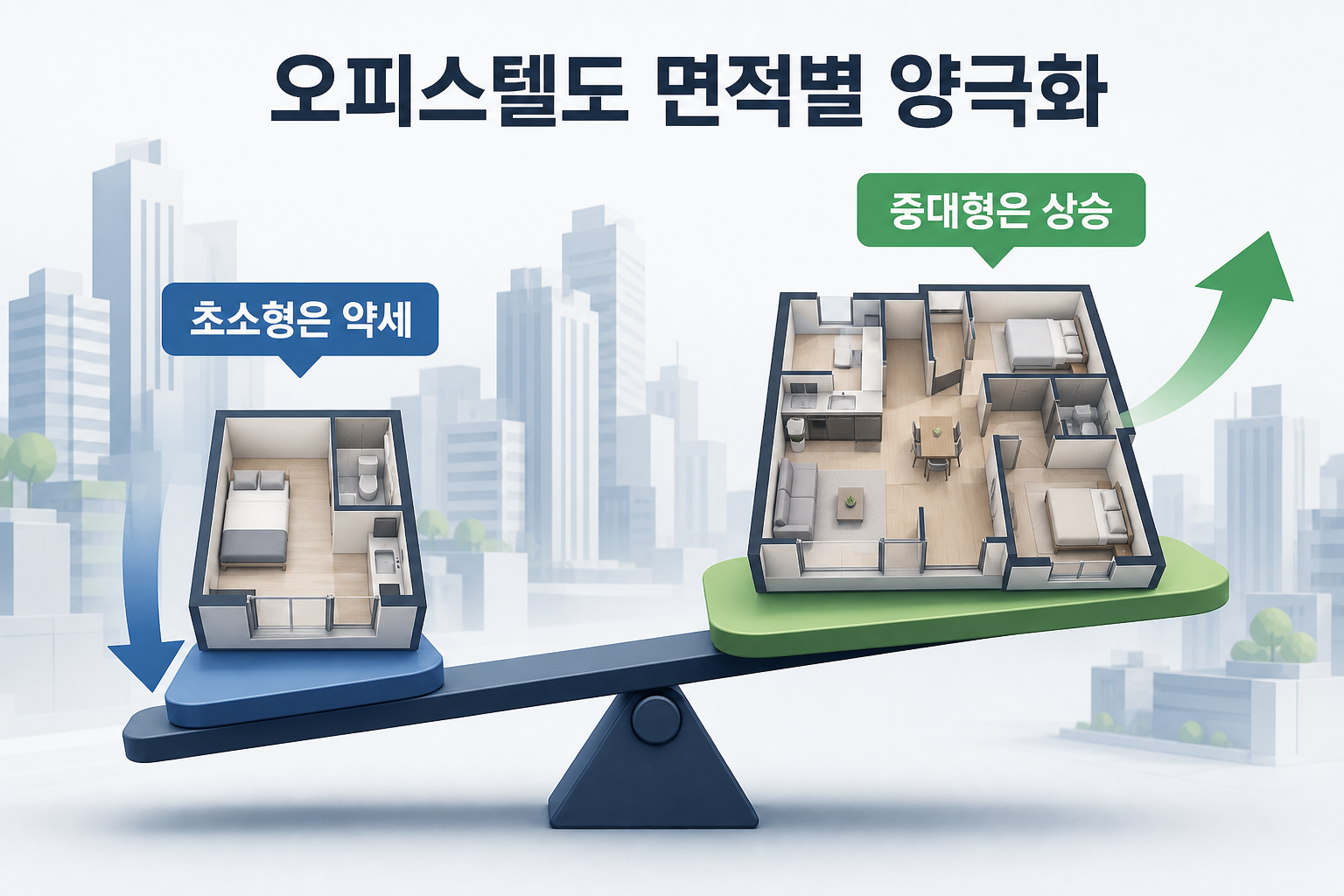 오피스텔 중대형 상승과 초소형 약세 비교