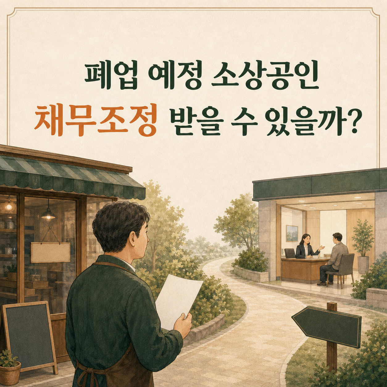 폐업 예정 소상공인의 채무조정 가능 여부를 설명하는 대표 이미지
