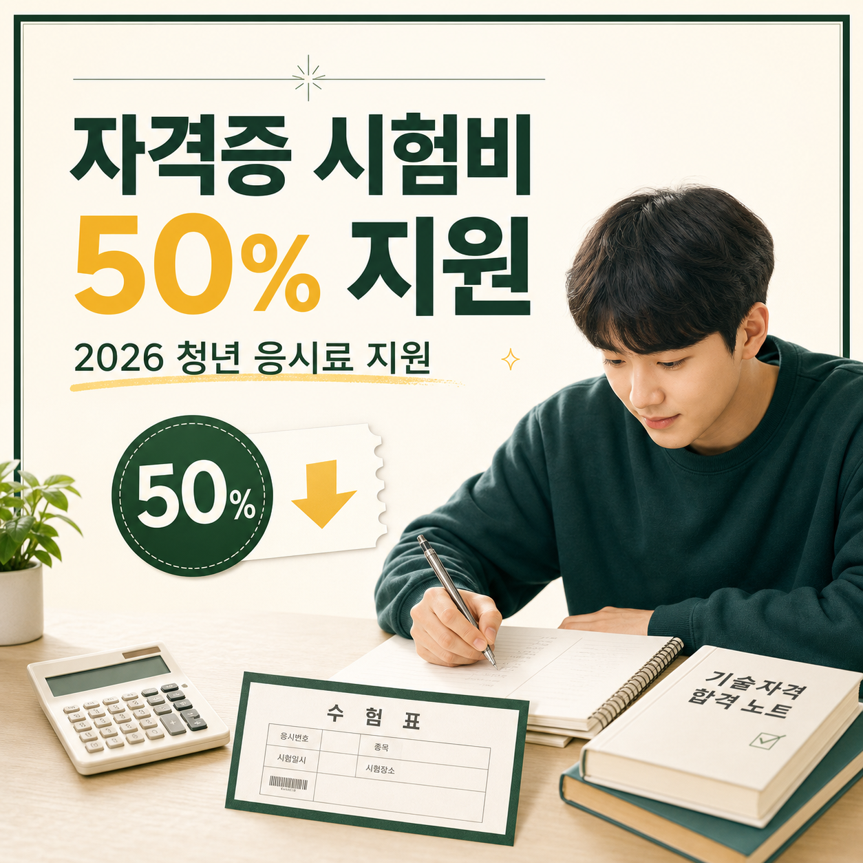 2026 청년 국가기술자격시험 응시료 50% 지원 대표 이미지
