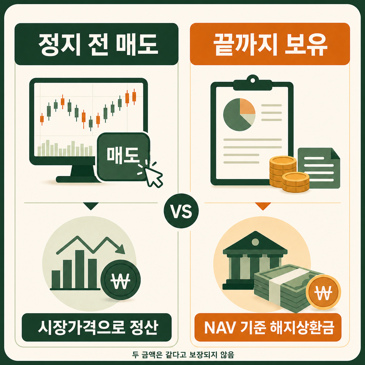 거래정지 전 매도와 상장폐지까지 보유할 때의 정산 방식 비교