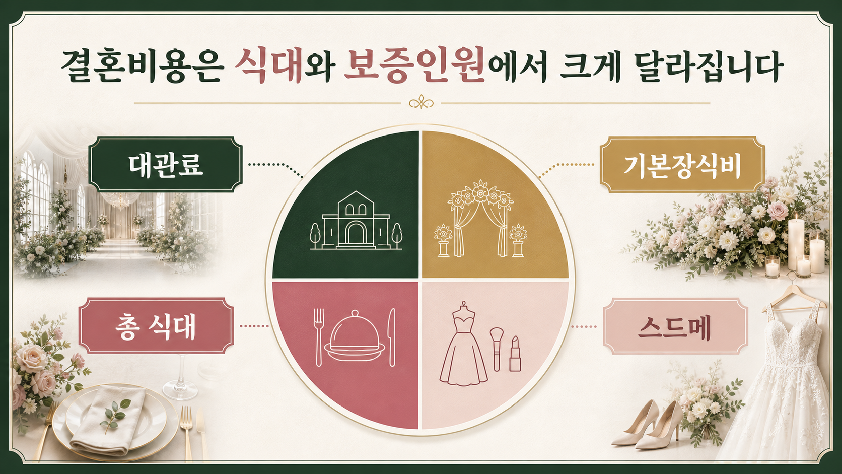 예식장 대관료 장식비 식대 스드메 비용 구성