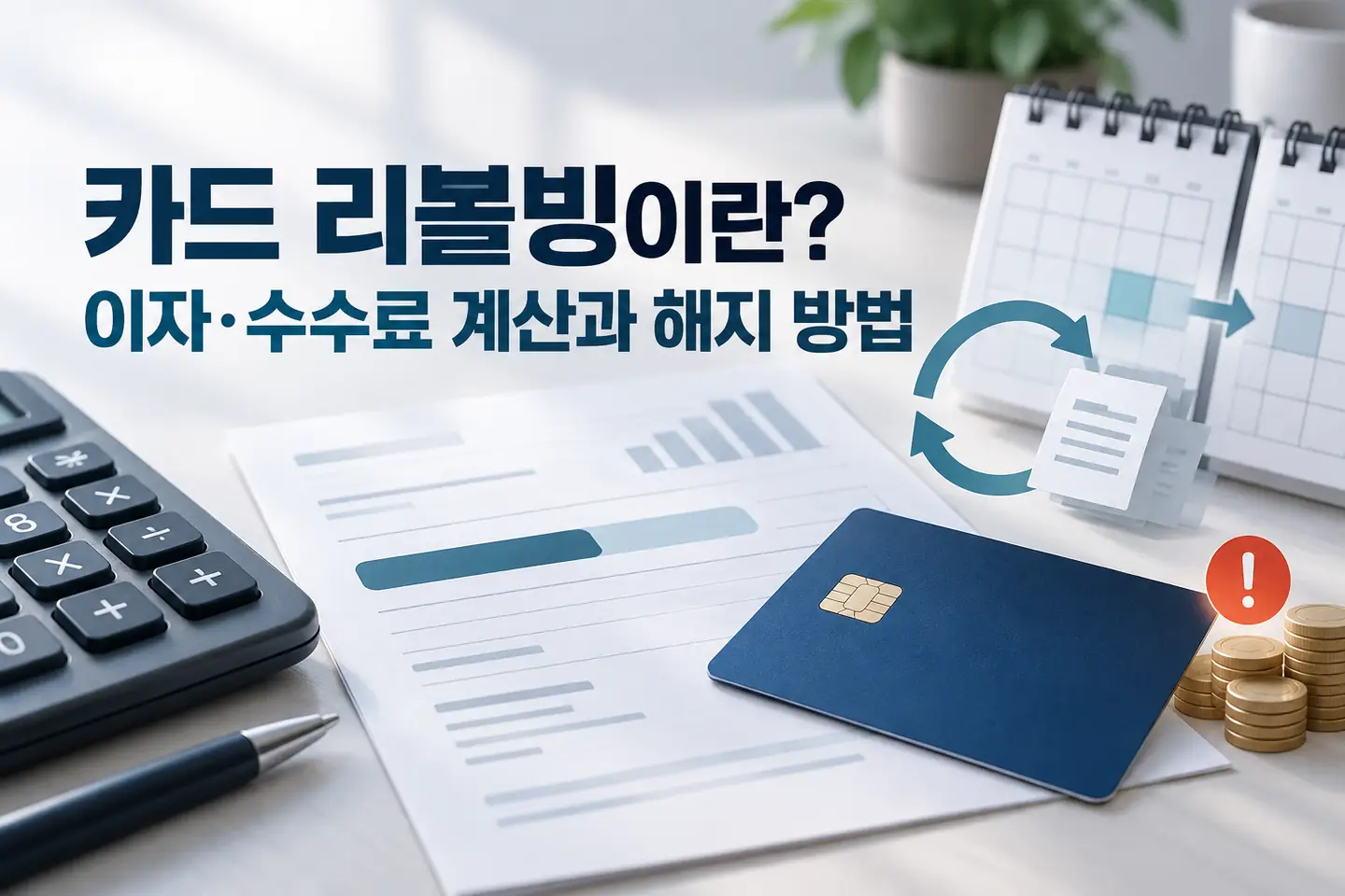 카드 리볼빙의 이자·수수료 계산과 해지 방법을 표현한 대표 이미지