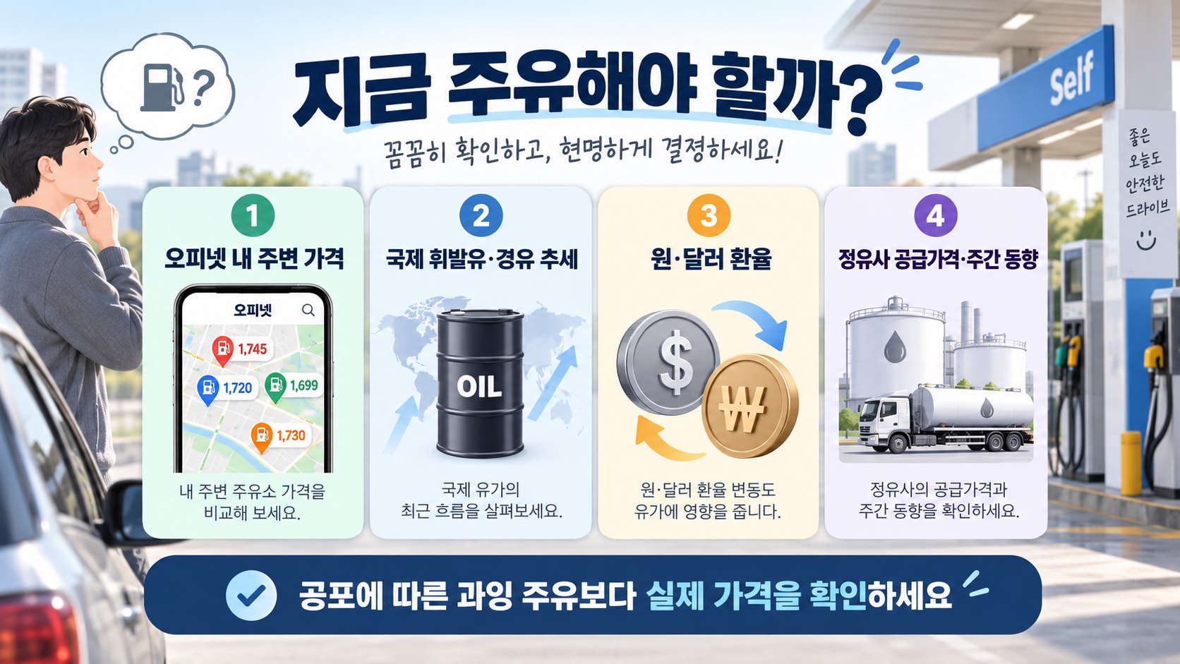 국제유가 상승기에 주유 시점을 판단하는 네 가지 확인사항