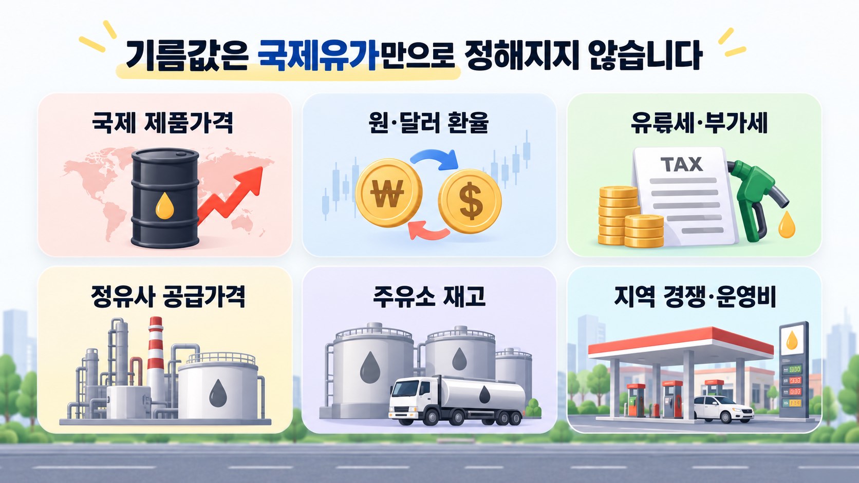 국내 기름값을 결정하는 국제제품가격 환율 세금 공급가격 재고 경쟁 요인