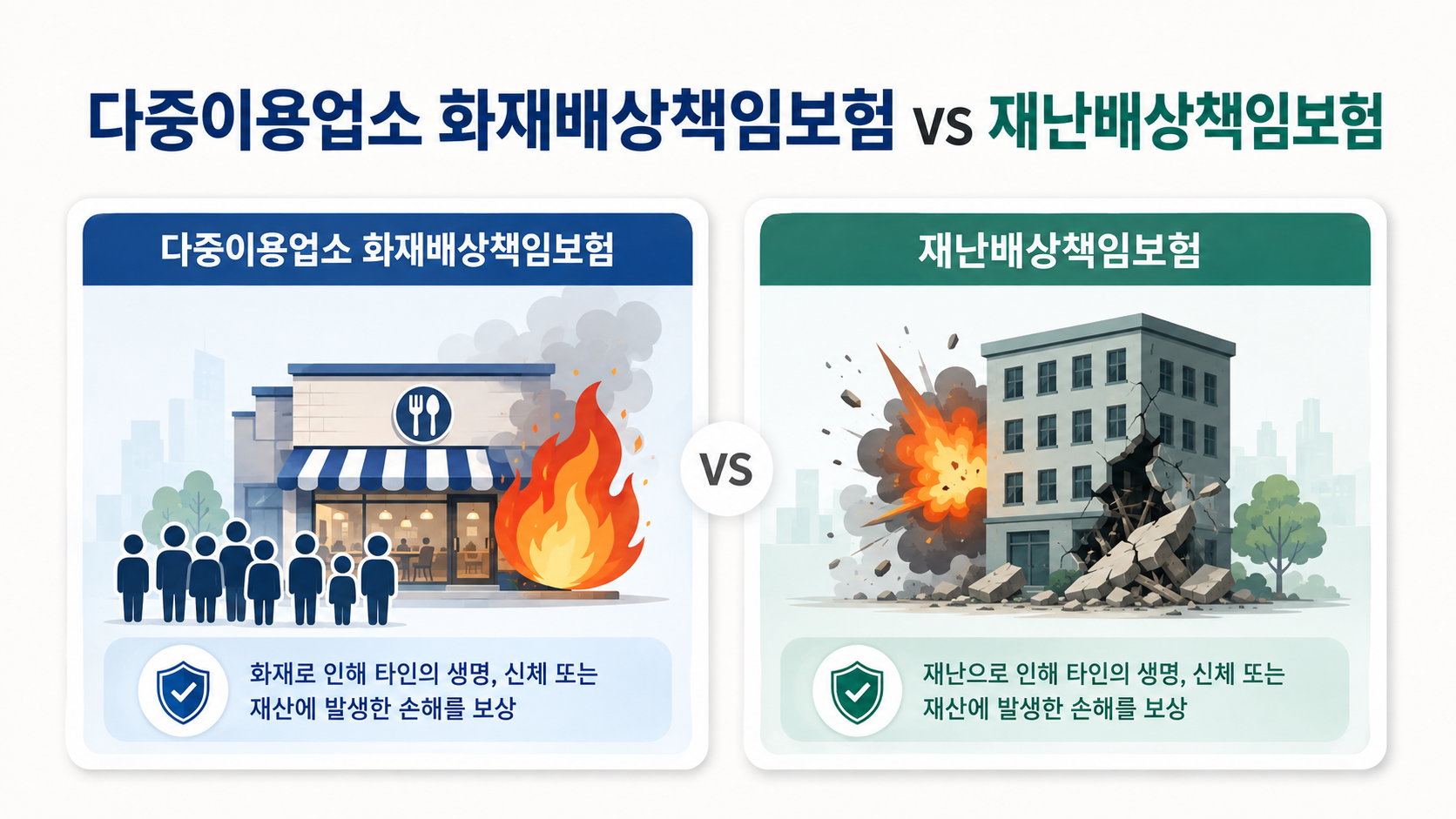 다중이용업소 화재배상책임보험과 재난배상책임보험 비교