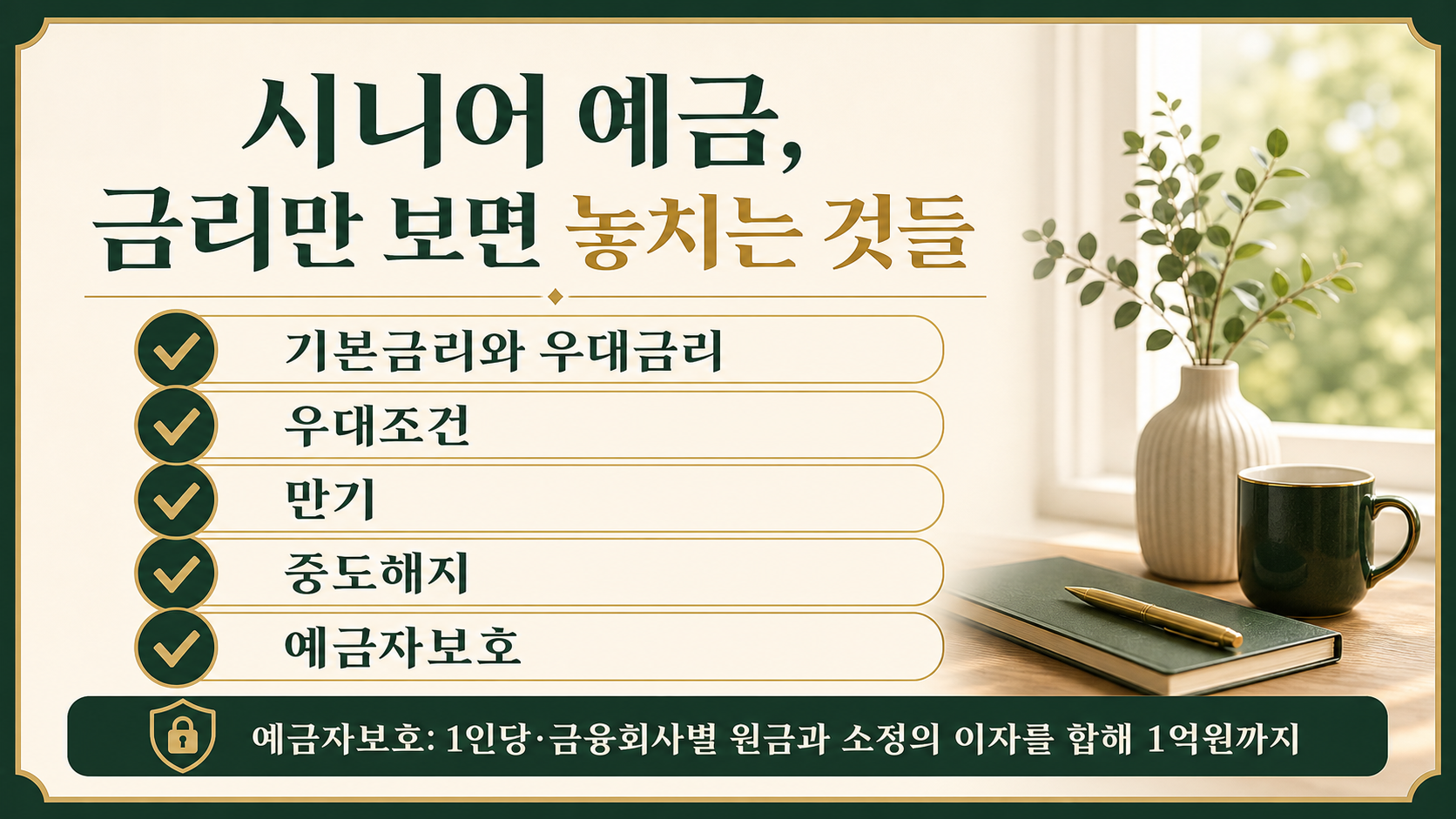 시니어 예금 비교 체크리스트와 예금자보호 한도