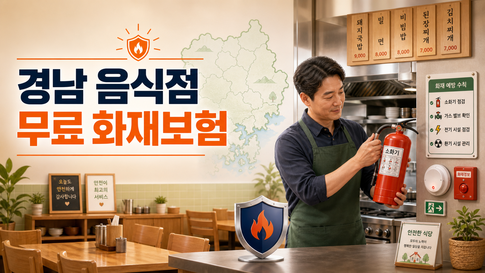 경남 소규모 음식점 무료 화재보험 대표 이미지