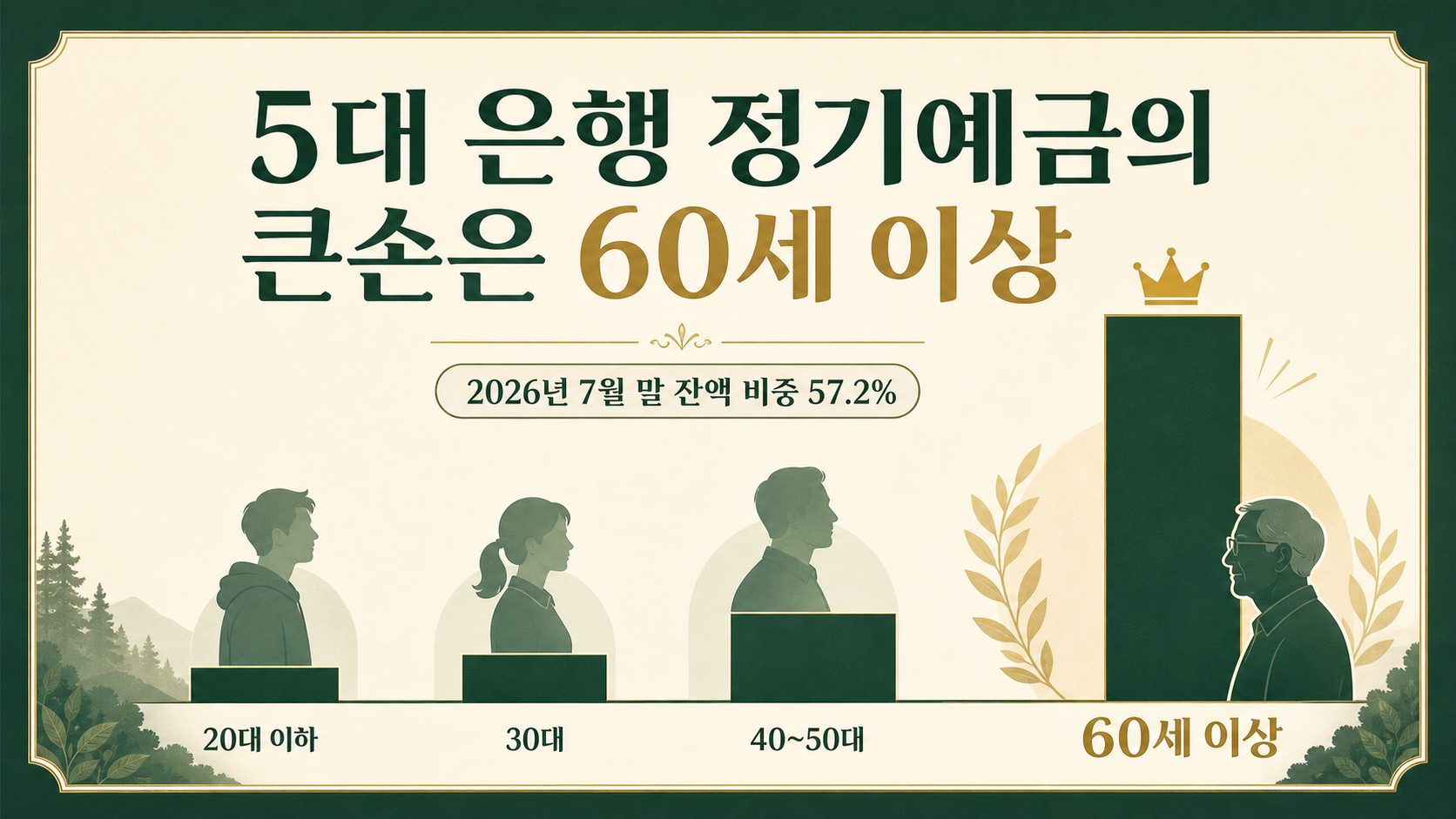 5대 은행 정기예금에서 60세 이상 잔액 비중을 보여주는 인포그래픽