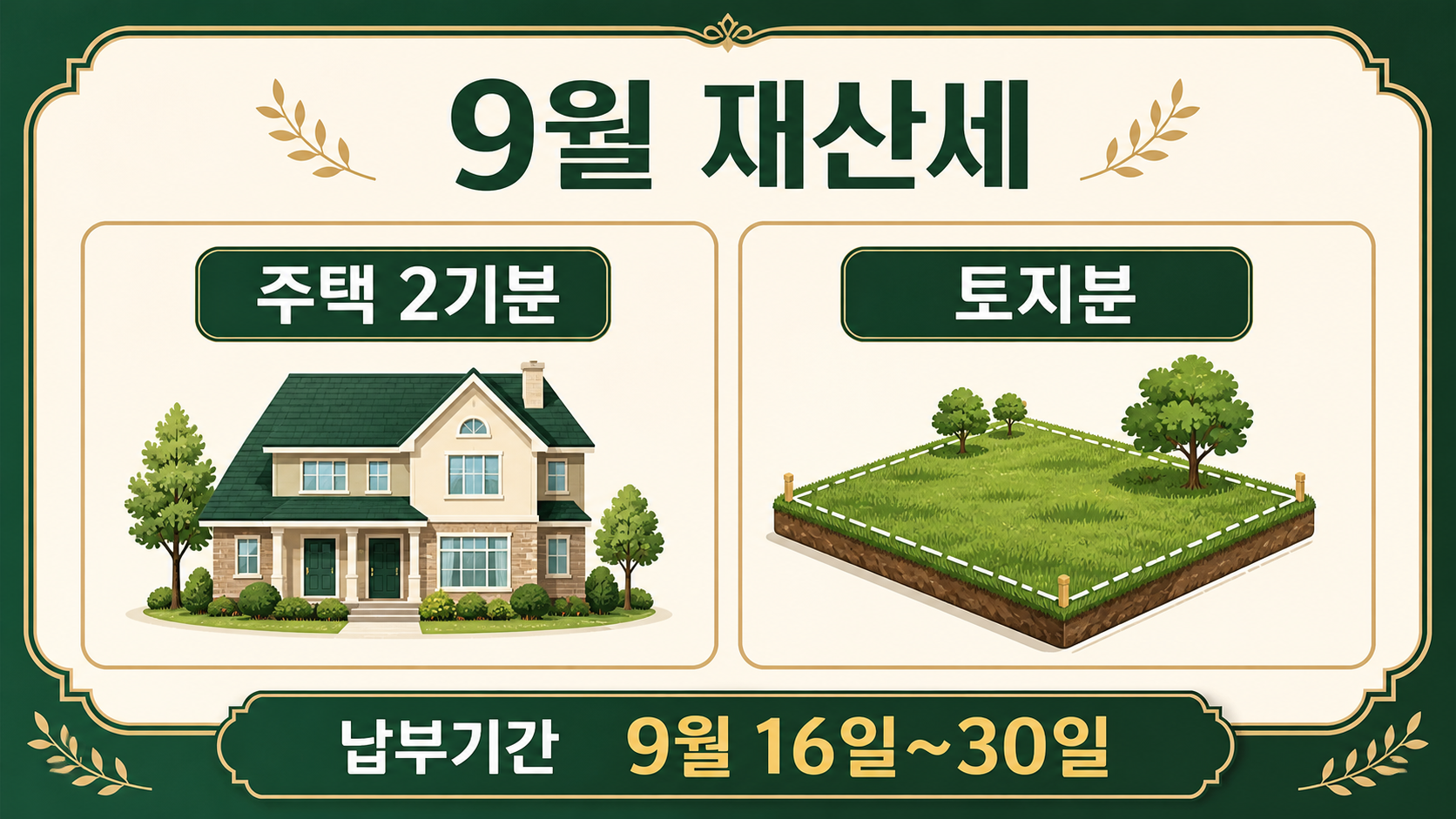 9월 주택 2기분과 토지분 재산세 납부 안내