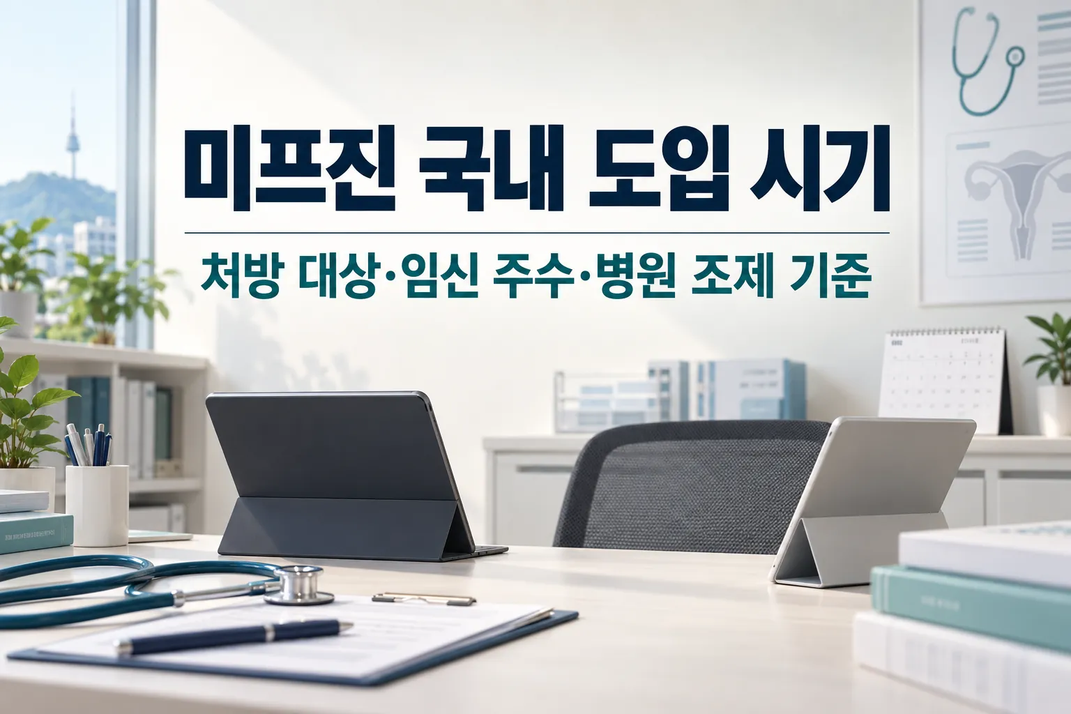 미프진 국내 도입 시기와 처방 대상·임신 주수·병원 조제 기준을 안내하는 대표 이미지