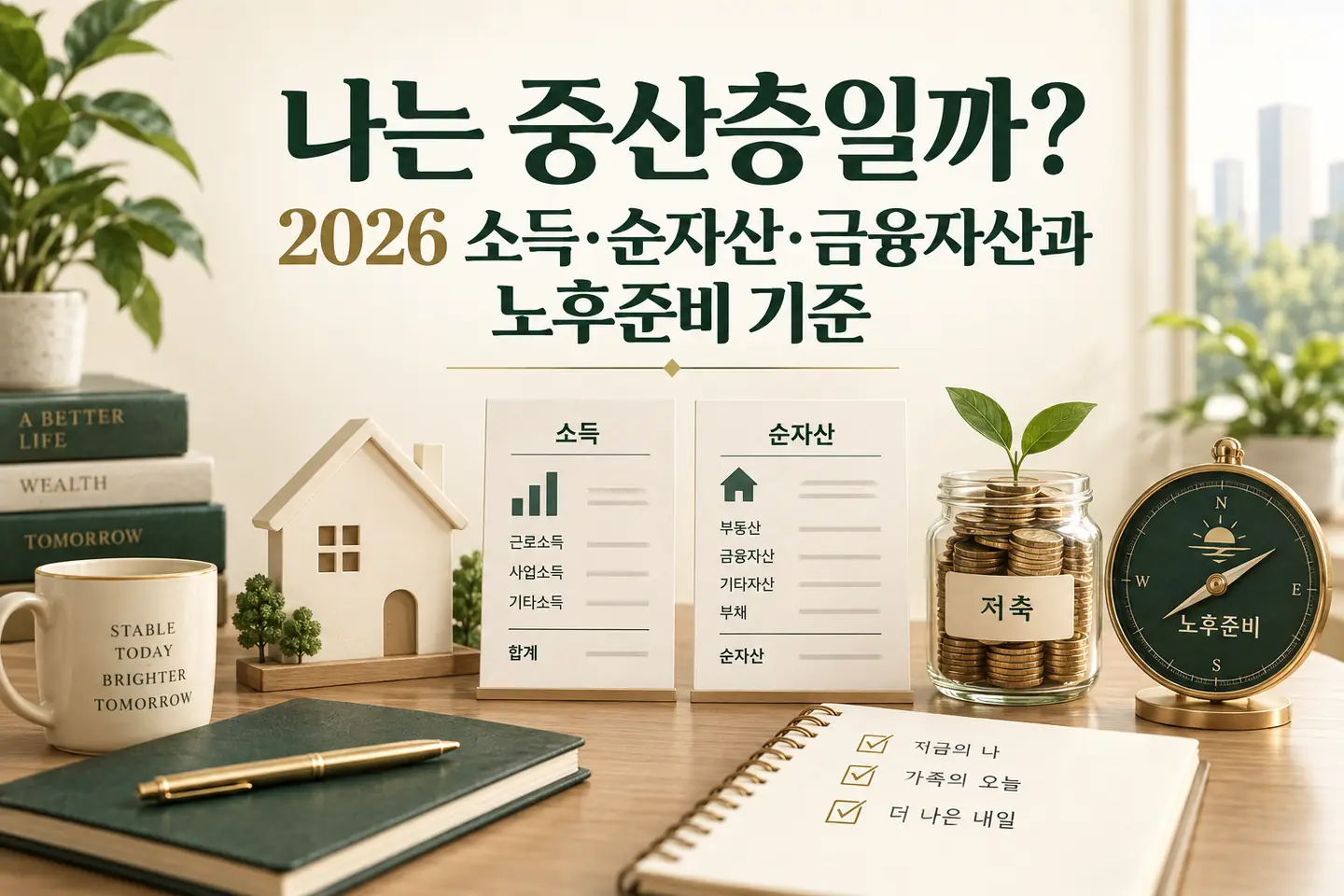2026년 중산층을 소득·순자산·금융자산·노후준비로 점검하는 대표 이미지